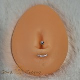 Piercing buric din argint 925 cu model semicircular si cristale zirconia - 1.5 cm, tija subtire