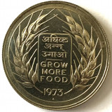 INDIA 10 RUPEES 1973, PROOFLIKE,AG.500,(FAO - Grow More Food.), Asia, Argint