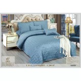 Cumpara ieftin Cuvertura de pat si 4 Fete de Perna din Catifea, Matlasata, 220 x 240 cm, Set 5 piese, Albastru - EAT300