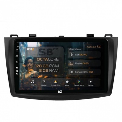 Navigatie Mazda 3 (2009-2013) 8GB RAM Android 13 Octacore Slot Sim 4G DSP GPS Wi-FI Carplay Android Auto USB Bluetooth Waze Touchscreen 9 Inch foto