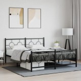 VidaXL Cadru pat metalic cu tăblie de cap/picioare, negru, 150x200 cm