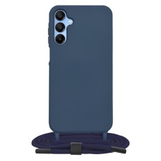 Husa cu snur compatibila samsung galaxy a15, prindere la gat reglabila, crossbody, blue foto