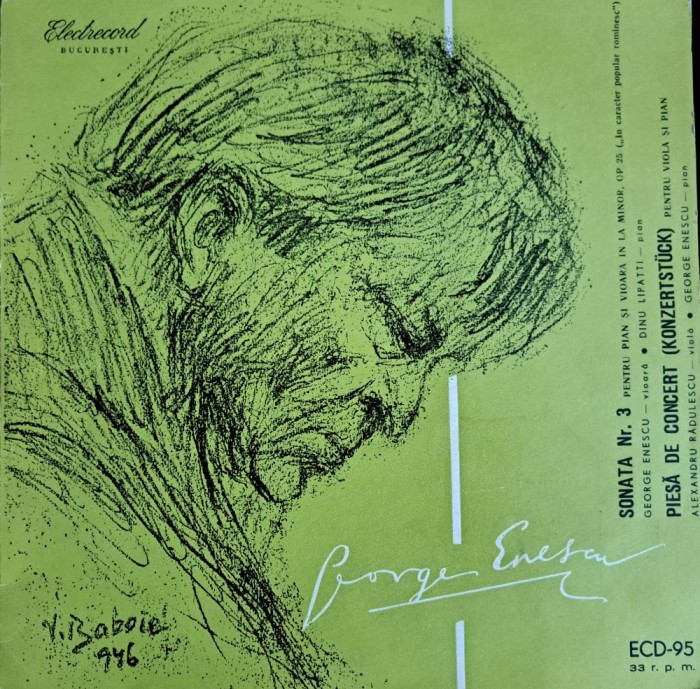Disc Vinil George Enescu - Sonata Nr. 3 / Piesă De Concert (Konzertst&uuml;ck) (10&quot;, Mono, RM)--Electrecord - ECD-95