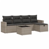 Cumpara ieftin Set mobilier gradina cu perne, 6 piese, gri, poliratan