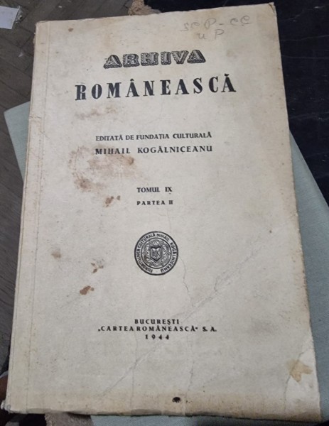 Arhiva romaneasca (Tomul IX, partea II-a)