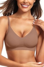 Sutien sport pentru Vertvie, femei fara armatura, push-up, maro, M - OUTLET