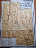 harta turistica - moldova de sub munte - dimensiuni 44/32 cm - aprox. anii &#039;70