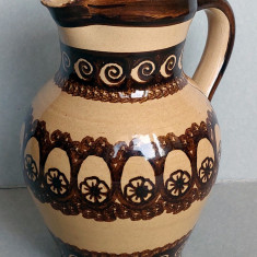 Canceu / Ulcea de ceramica pictata cu ornamente traditionale, vintage 50 ani