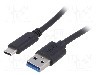 Cablu USB A mufa, USB C mufa, USB 3.0, lungime 0.5m, negru, AKYGA - AK-USB-24