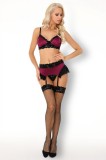 LIV66B-1181 Set 3 piese lenjerie sexi din material satinat cu dantela