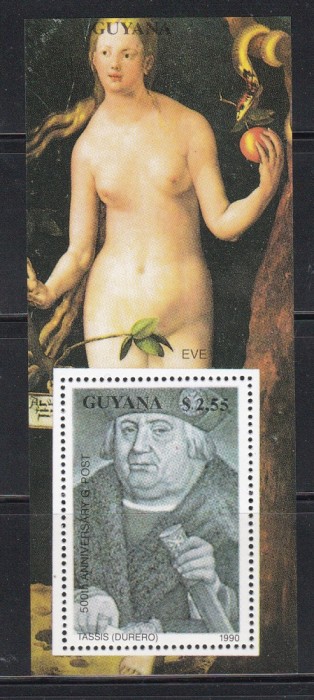 Guyana 1990 - Picturi de Albrecht D&uuml;rer, Colita, RARA, MNH