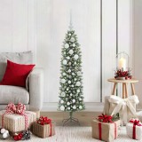 VidaXL Copac Artificial Slăb de Crăciun cu 150 LED Verde și alb 120 cm 3395272