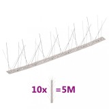 Set bandă cu țepi antipăsări cu 5 r&acirc;nduri, 10 buc., oțel, 5 m