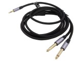Cablu Audio Jack 3.5mm la 6.3mm 2m Negru