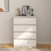 Dulap Lateral Alb, Lemn Masiv Pin, 60x36x84 cm, 4 Sertare, Depozitare Multifuncțional