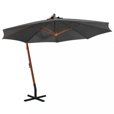 vidaXL Umbrelă suspendată cu st&amp;acirc;lp, antracit, 3,5x2,9 m, lemn brad foto