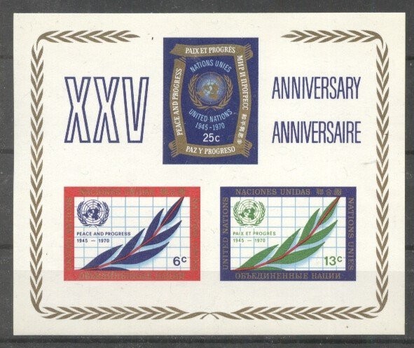 UN New-York 1970 25 years UN, imperf. sheet, MNH S.043