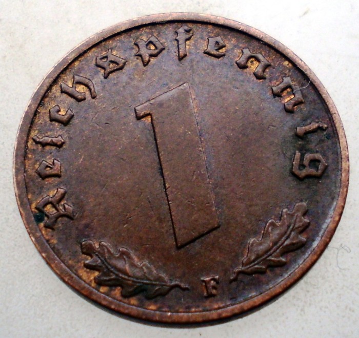 B.135 GERMANIA 1 REICHSPFENNIG 1939 F