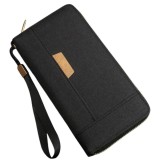 Portofel de afaceri minimalist din material, Unisex, Bifold cu Fermuar, - Negru, Oem