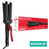 Ondulator REVLON Wave Master , Jumbo Waver RVIR3056UKE, 3 cilindri extra mari, 30 setari temperatura, invelis ceramic cu turmalina, resigilat