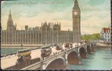 Carte postala, Westminster Bridge &amp; Houses of Parliament, London, perioada interbelica