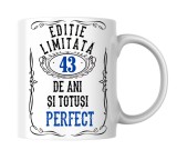 Cana alba personalizata - Editie limitata 43 de ani si perfect, INOVATIX&reg;. 330ml