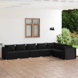 Cumpara ieftin Set mobilier de grădină cu perne, 7 piese, negru, poliratan