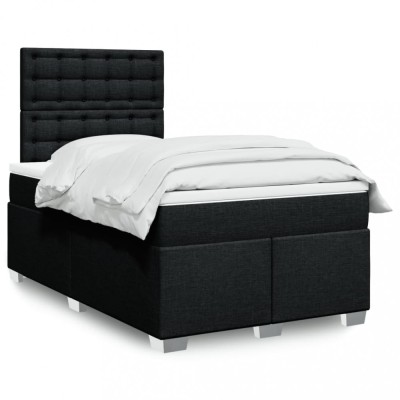 Gossi pat box spring cu saltea, negru, 120x200 cm, textil foto