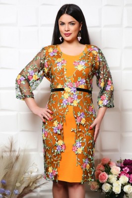 Rochie Eleganta Asia Mustar - 58Marimea foto