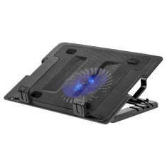 Cooler tip suport laptop Rebel, 14-17 inch, 1000 rpm, 2 x USB, ventilator luminat, Negru foto
