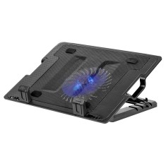 Cooler tip suport laptop Rebel, 14-17 inch, 1000 rpm, 2 x USB, ventilator luminat, Negru