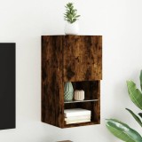 Comodă TV cu lumini LED, stejar fumuriu, 30,5x30x60 cm