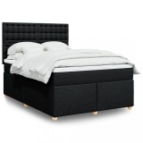 VidaXL Pat box spring cu saltea, negru, 140x200 cm, textil 3293619