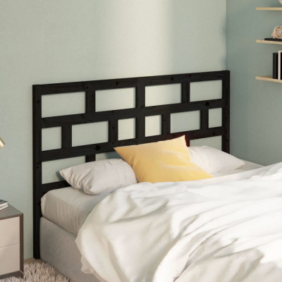 vidaXL Tăblie de pat, negru, 141x4x100 cm, lemn masiv de pin foto
