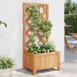 vidaXL Jardinieră cu spalier, maro, lemn masiv de brad