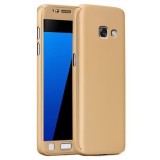 Husa Full Cover 360 fata + spate + geam sticla ptSamsung Galaxy A3 (2017), Gold, Auriu