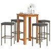 VidaXL Set bar de grădină, 5 piese, gri, lemn masiv acacia/ poliratan 3295271