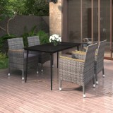 vidaXL Set mobilier de grădină cu perne 5 piese poliratan &amp; sticlă