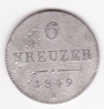 AUSTRIA 6 KREUZER 1849 A, Europa, Argint