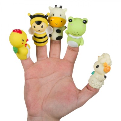 Set Jucării Teatru Deget, Animale Ferma, Multicolor, 5 Bucăți foto