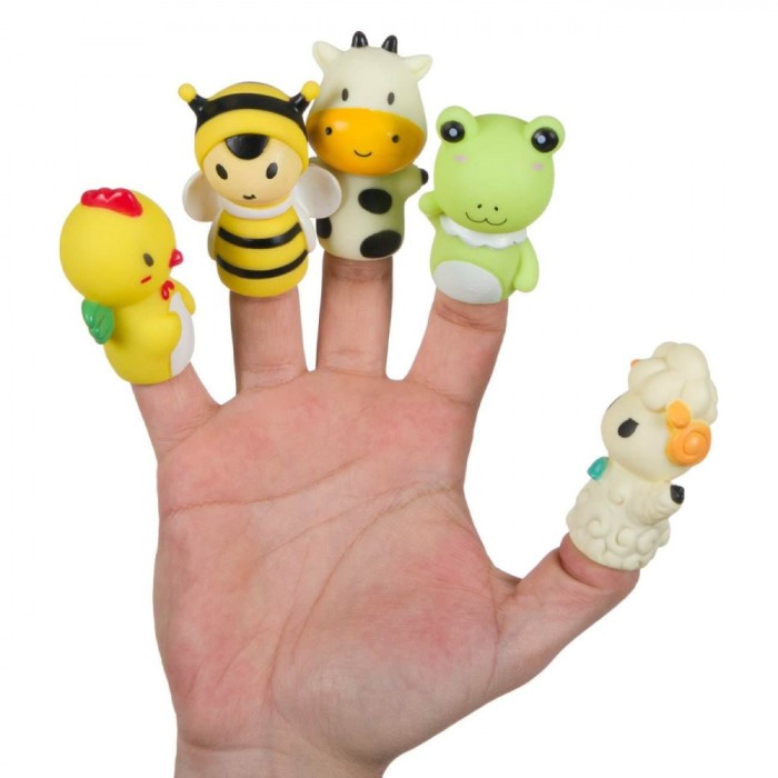 Set Jucării Teatru Deget, Animale Ferma, Multicolor, 5 Bucăți