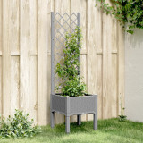 Jardiniera de gradina cu spalier, gri deschis, 40x40x142 cm, PP GartenMobel Dekor, vidaXL