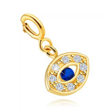 Pandantiv detașabil din aur de 9K pentru brățară &ndash; ochiul lui Fatima cu zircon albastru, zirconii transparente