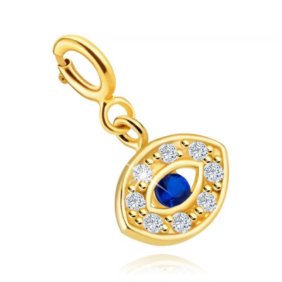Pandantiv detașabil din aur de 9K pentru brățară &amp;ndash; ochiul lui Fatima cu zircon albastru, zirconii transparente foto