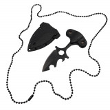 Cutit tactic de vanatoare IdeallStore&reg;, Broken Trust, 8 cm, negru, teaca cu lant inclusa