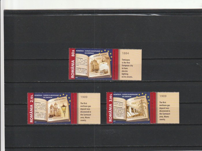 2009 LP 1835 ROMANIA SURSA EUROPEANA DE ENERGIE SERIE CU TABS MNH NESTAMPILATA