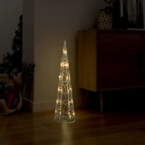 Cumpara ieftin Piramidă decorativă con de lumini cu LED alb cald 60 cm acril