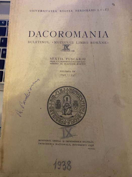 Dacoromania, 1936-1938 AN IX. Buletinul Muzeului limbei rom&acirc;ne Sextil Puscariu