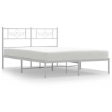 Cumpara ieftin Cadru de pat metalic cu tablie, alb, 135x190 cm