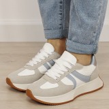 Sneakersi dama bej albastru cu talpa groasa 9013 M2